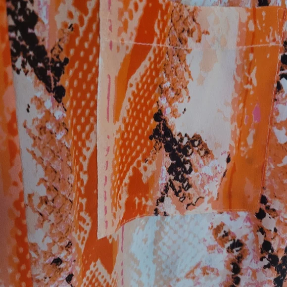 Worthington coral and pink Snake Print Button up blouse. Size Large - Picture 8 of 8